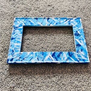 Hand-Painted Blue Abstract Photo Frame Handmade